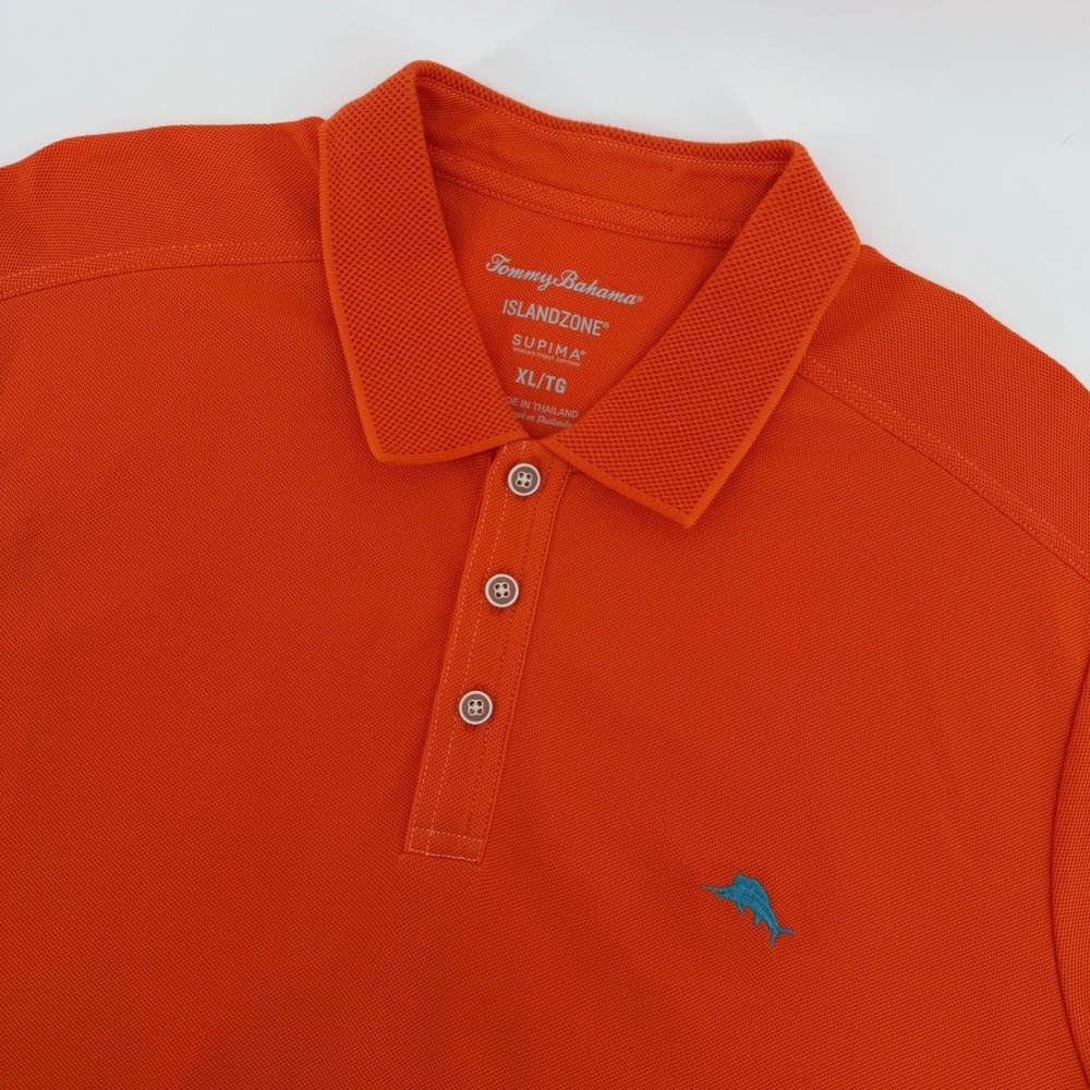 Tommy Bahama Polo Shirt Mens XL Orange IslandZone Supima Cotton Short Sleeve